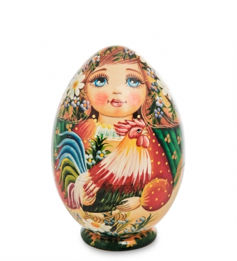 Матрешка-Яйцо 3 штуки «Мария с петухом» 9D4NP2