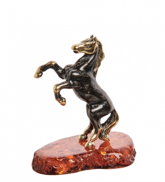Фигурка «Лошадь на подставке» латунь, янтарь 59PN7T