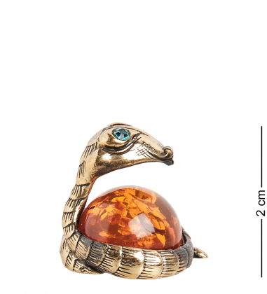 Фигурка «Змея глазастик» латунь, янтарь XAYA7P