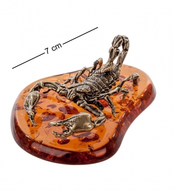 Фигурка «Скорпион» на подставке латунь, янтарь 3N7P7Y