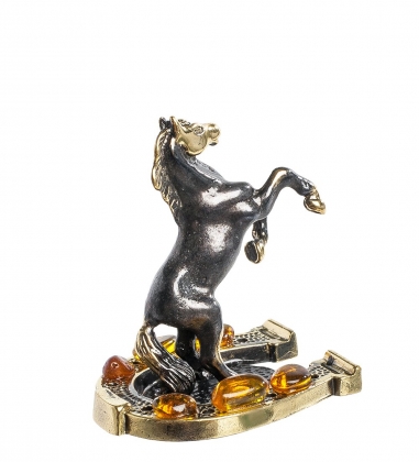 Фигурка «Лошадь на подкове» латунь, янтарь 57MDGU