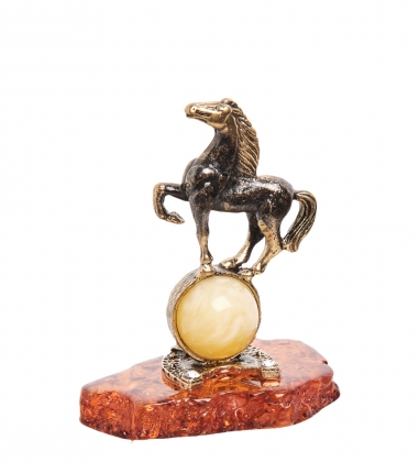 Фигурка «Лошадь на шаре» латунь, янтарь 9VTU8Y