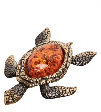 Фигурка «Морская черепаха» латунь, янтарь X8QJRG
