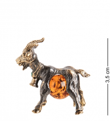 Фигурка «Коза с колокольчиком» латунь, янтарь E1RUMM