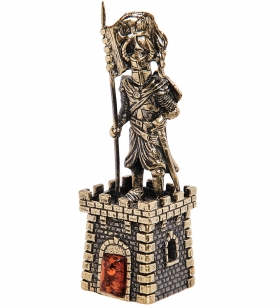 Колокольчик «Крепость с Рыцарем Знаменосцем» латунь, янтарь D9S6ZD