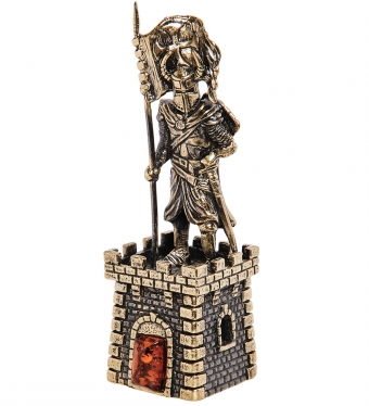 Колокольчик «Крепость с Рыцарем Знаменосцем» латунь, янтарь D9S6ZD