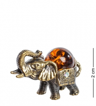 Фигурка «Африканский слон» латунь, янтарь WDZEGJ