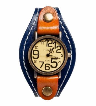Браслет-часы «Классика» синий/коричн GW091E