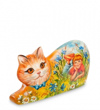 Фигурка резная «Кошка Лето» художественная роспись XYGJC3
