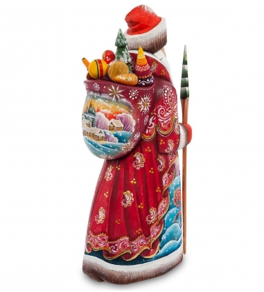 Фигурка Дед Мороз с подарками Резной 31см D34256