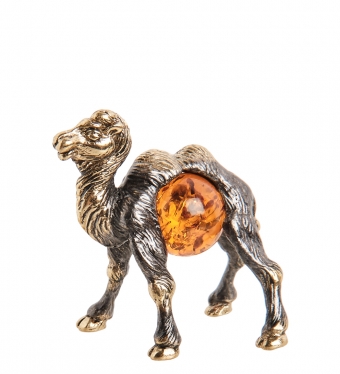 Фигурка «Верблюжонок» латунь, янтарь YP6924