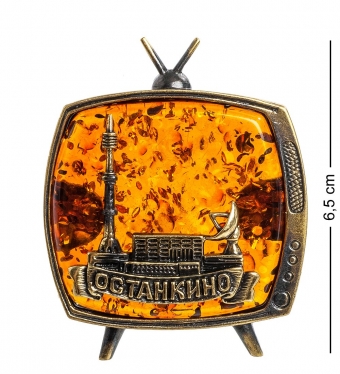 Магнит «Телевизор Останкино» латунь, янтарь IGGW6V