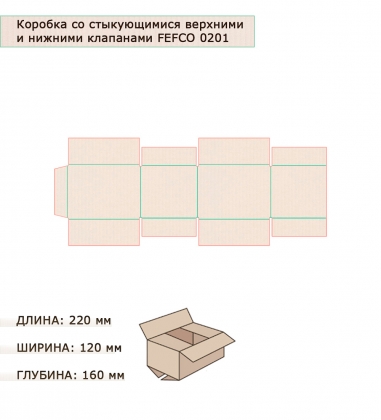 Коробка 4-х клапанная гофрокартон 220х120х160 C5G7UI