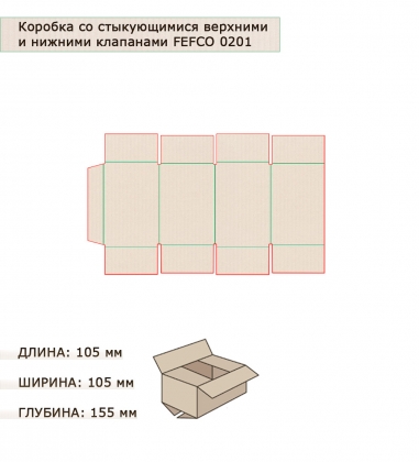 Коробка 4-х клапанная гофрокартон 105х105х155 GD8ZSW