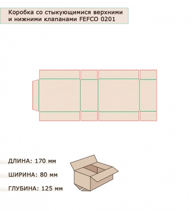 Коробка 4-х клапанная гофрокартон 170х80х125 VGQMFU