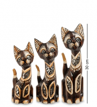 Фигурка «Кошка» н-р из трех 30,25,20 см албезия, о.Бали LINN08