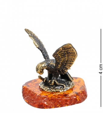 Фигурка «Орел, терзающий змею» латунь, янтарь HDU8QT