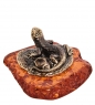 Фигурка «Ящерка на камне» латунь, янтарь 8X727D