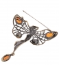 Брошь «Бабочка Танцующая фея» латунь, янтарь MN4C1W