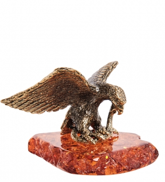 Фигурка «Орел со змеёй» латунь, янтарь AHM8RD