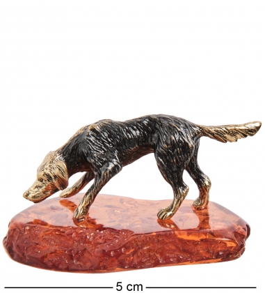 Фигурка «Собака Охотничья» латунь, янтарь UIU3U3