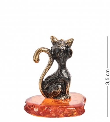 Фигурка «Кошка мартовская» латунь, янтарь UCV9IB
