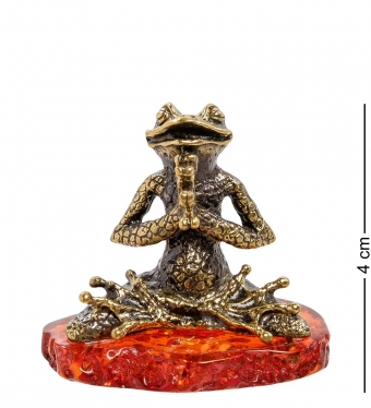 Фигурка «Лягушка в медитации» латунь, янтарь ASCCTB