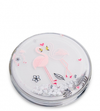 Зеркало круглое с плавающими блестками «Розовый фламинго» UIWNMM