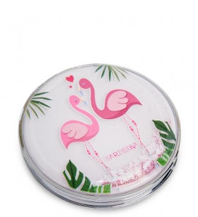 Зеркало круглое с плавающими блестками «Розовый фламинго» YCGEHR