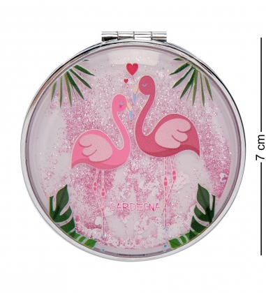 Зеркало круглое с плавающими блестками «Розовый фламинго» YCGEHR