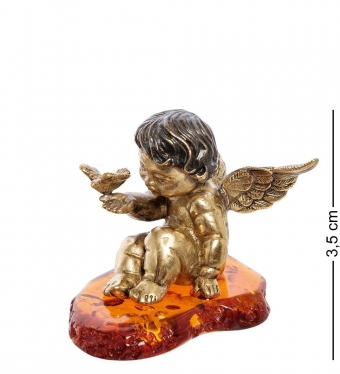 Фигурка «Ангел с голубем» латунь, янтарь XLHL7I