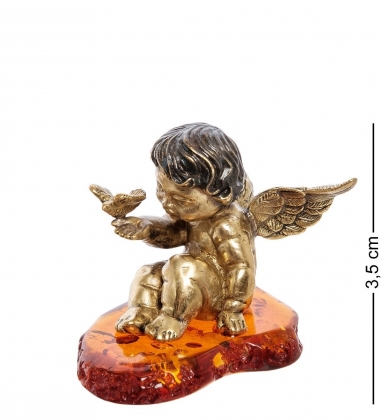 Фигурка «Ангел с голубем» латунь, янтарь XLHL7I