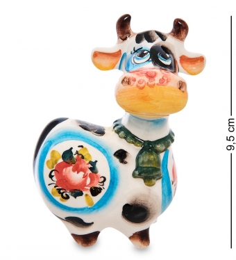 Фигурка «Корова с колокольчиком» цв. Гжельский фарфор NX6SZR