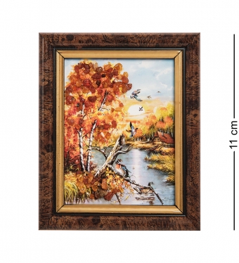 Картина «Утки-мандаринки» с янтарной крошкой H-11см CL7WYZ