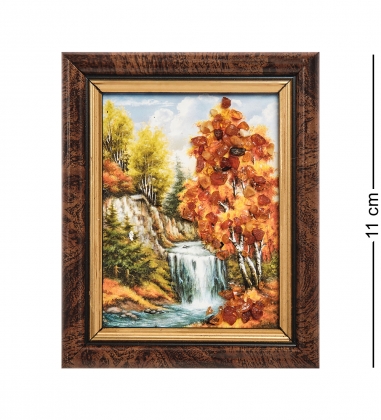 Картина «Водопад» с янтарной крошкой H-11см 134PLG