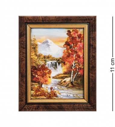 Картина «Горная река» с янтарной крошкой H-11см RY12UM