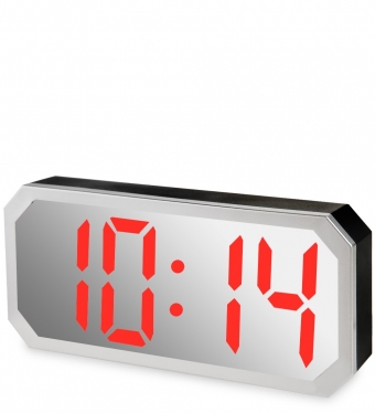 Часы электронные сред. зеркальные черные с красным циферблатом HA24FX