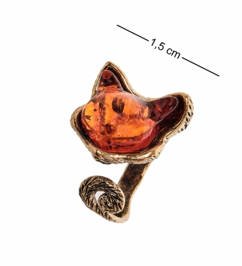 Кольцо «Кошечка» латунь, янтарь TMBG5P