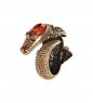 Кольцо «Крокодил» латунь, янтарь IAVIJX