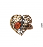 Кольцо «Лист Сирени сердце» латунь, янтарь TQHGSQ