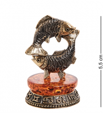 Фигурка «Знак зодиака-Рыбы» латунь, янтарь XNSDYZ