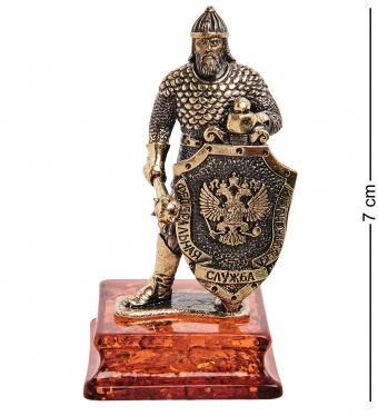 Фигурка «Рыцарь Славянский воин с булавой» латунь, янтарь B48PUW