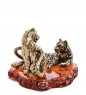 Фигурка «Тигр с тигрицей» латунь, янтарь JL770V