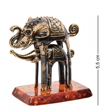 Фигурка «Слоны Дали» латунь, янтарь G65K7U