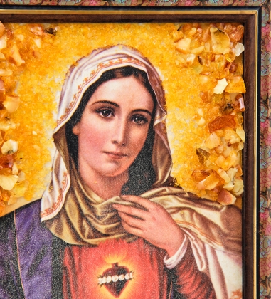 Икона Божией Матери с янтарной крошкой H-18см KQMVK3