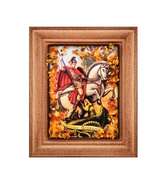 Икона «Святой Георгий» с янтарной крошкой дер.краш.рамка 7х9 X9LT65