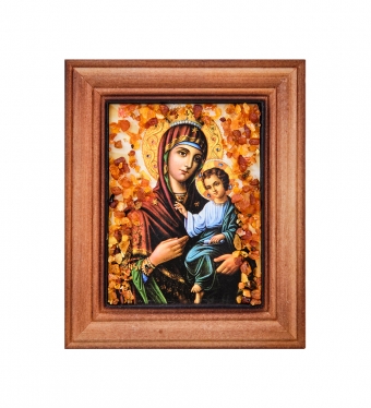 Икона Божией Матери «Иверская» с янтарной крошкой дер.краш.рамка 7х9 VSBY7I
