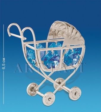 Фигурка «Детская коляска» сереб. с цв.кр. Юнион Q3PM4T
