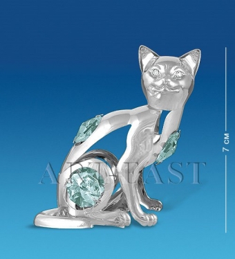 Фигурка серебр.«Кошка» с цв.кр. Юнион J6O72W